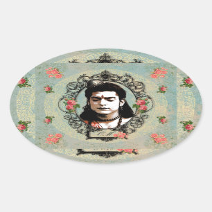 Adesivo Oval Deus da meditação do senhor Rama Indiano Bollywo