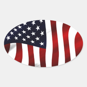 Adesivo Oval Dia da Independência Patriótica da Bandeira Amer