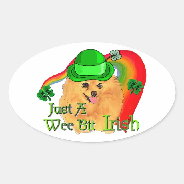 Adesivo Oval Dia de São Patrício da Pomerânia (Frente)