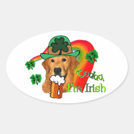 Adesivo Oval Dia de São Patrício do ouro Retriever