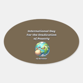 Adesivo Oval Dia Internacional para a Erradicação da Pobreza.