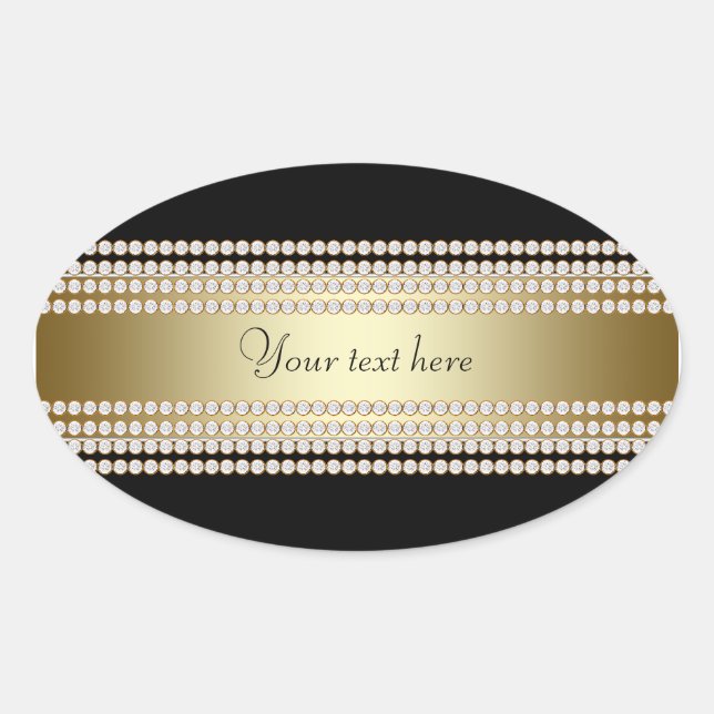 Adesivo Oval Diamante Dourado Preto (Frente)