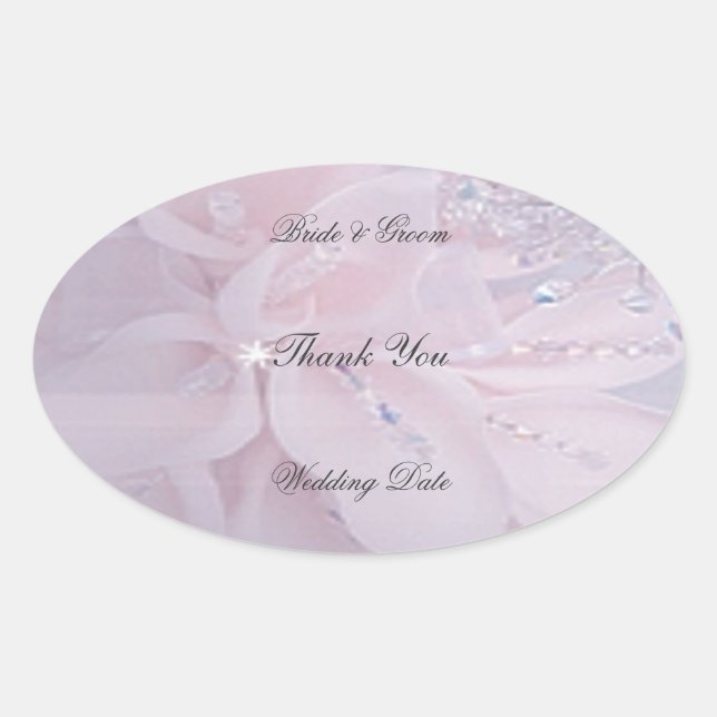 Adesivo Oval Diamond Wedding Obrigado (Frente)