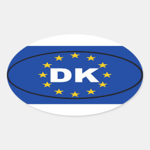 Adesivo Oval Dinamarca - DK - União Europeia