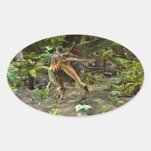 Adesivo Oval Dinossauro Espinossauro