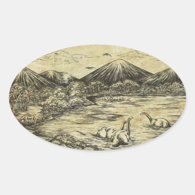 Adesivo Oval Dinossauros (Frente)