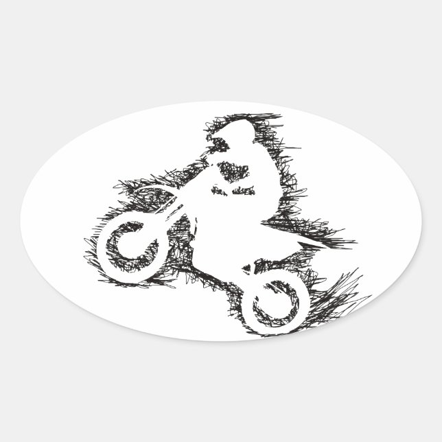 Adesivo Oval DIRT BIKE (preto escribble) (Frente)