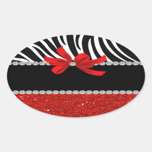 Adesivo Oval Diva do diamante (brilho vermelho)