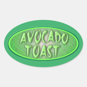 Adesivo Oval Diversão Avocado Toast Love Retro Decal