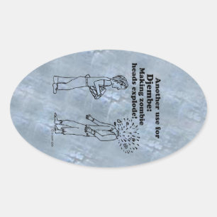 Adesivo Oval Djembe Faz Zombies Explodir Vinheta Oval