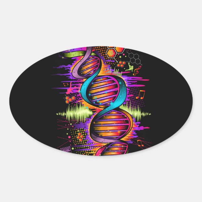 Adesivo Oval DNA musical (Frente)