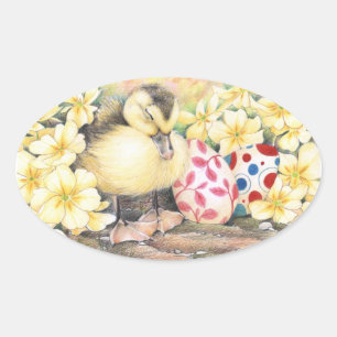 Adesivo Oval Do "etiqueta da páscoa Ducky sono"