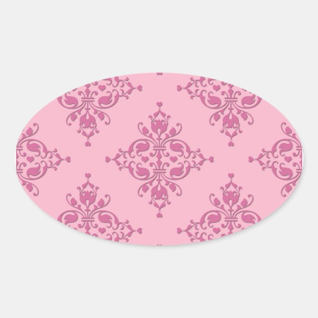 Adesivo Oval Doce Rosa Damasco (Frente)