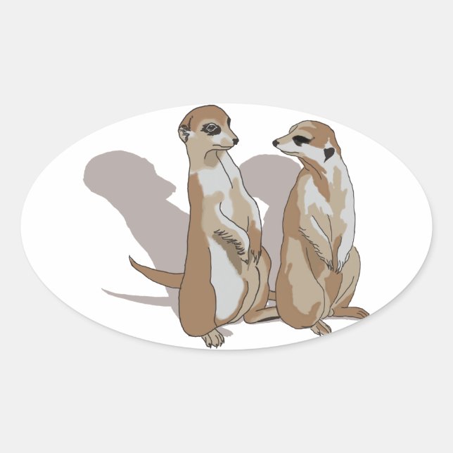 Adesivo Oval dois Erdmännchen com sombras (Frente)
