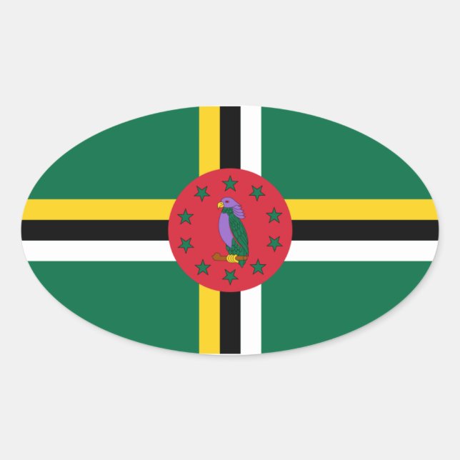Adesivo Oval Dominica Flag Oval Sticker (Frente)