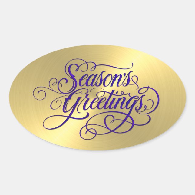 Adesivo Oval Dourada Sheen Purple Season's Greeting Sticker (Frente)