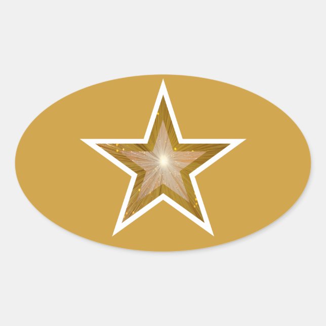 Adesivo Oval "Dourado" Vinheta oval estelar amarela (Frente)