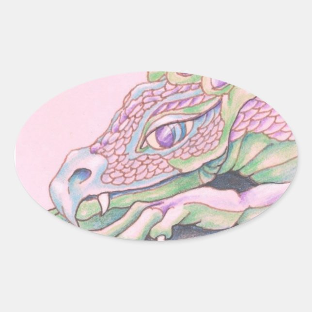 Adesivo Oval Dragão (Frente)