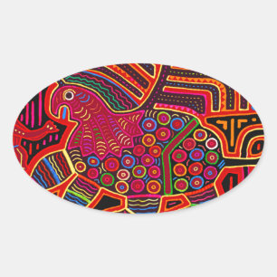 Adesivo Oval Dragão Amigável Mola Kuna Indiano