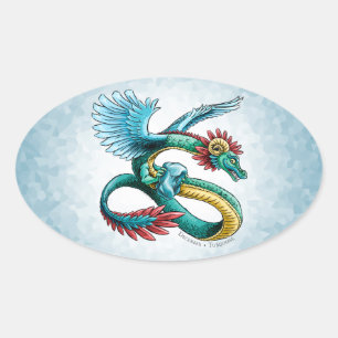 Adesivo Oval Dragão de Birthstone de dezembro: Turquesa