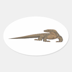 Adesivo Oval Dragão de Komodo/lagarto de monitor realísticos