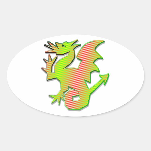 Adesivo Oval Dragão Estilizado (Frente)