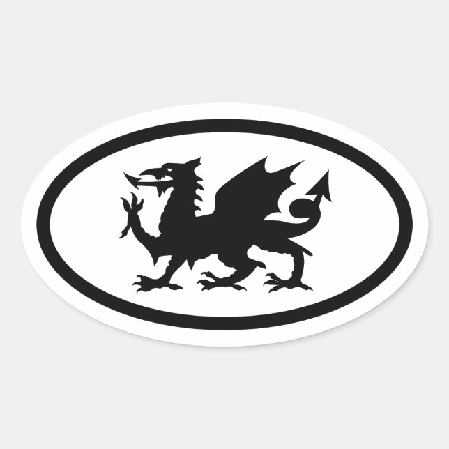 Adesivo Oval Dragão Galês (Frente)