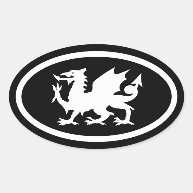 Adesivo Oval Dragão Galês (Frente)