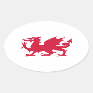 Adesivo Oval Dragão Galês Vermelho