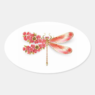 Adesivo Oval Dragonfly com joalheria sakura