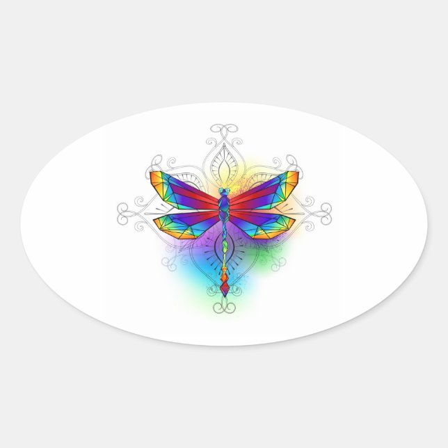 Adesivo Oval Dragonfly Poligonal (Frente)