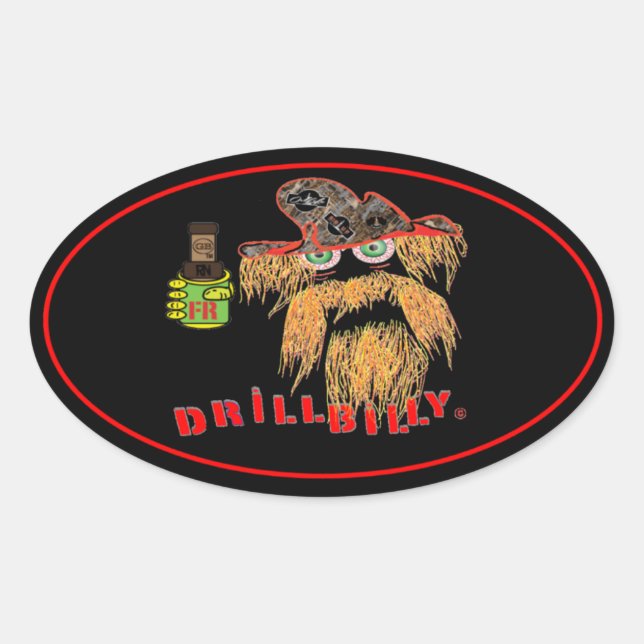 Adesivo Oval DRILLBILLY Oilfield (Frente)