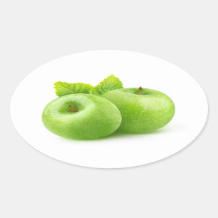 Adesivo Oval Duas maçãs verdes