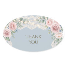 Dusty Blue Blush Rose Lace Casamento Agradecimento
