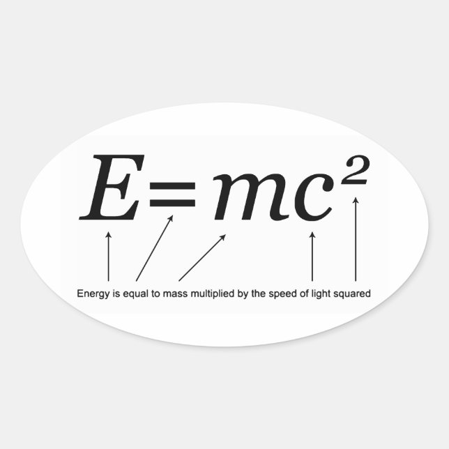Adesivo Oval E=MC2 Teoria da Relatividade de Einstein (Frente)