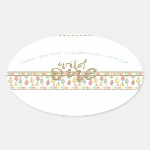 Adesivo Oval É um um primeiro obrigado selvagem do aniversário