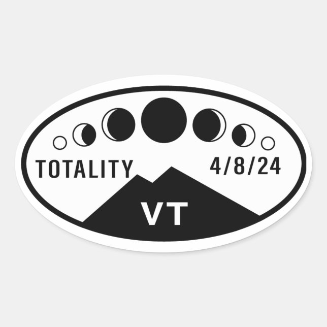 Adesivo Oval Eclipse Water Bottle Sticker - Vermont - 2024 (Frente)