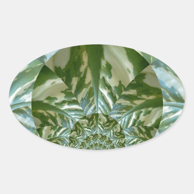 Adesivo Oval Eco Verde Camo Caleidoscópio Impressão (Frente)