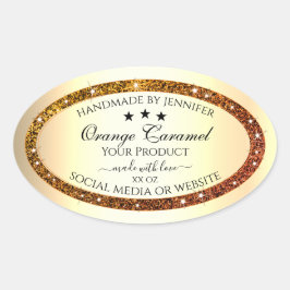 Adesivo Oval Efeito Dourado dos Rótulos do Produto Sparkle Lara