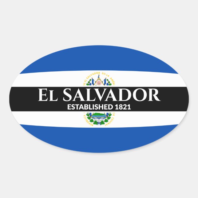 Adesivo Oval El Salvador criou o texto branco do sinalizador 18 (Frente)