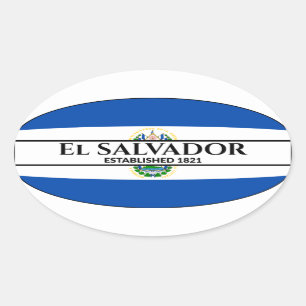 Adesivo Oval El Salvador estabeleceu Bandeira Nacional de 1821