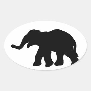 Adesivo Oval Elefante preto