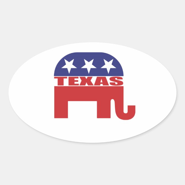 Adesivo Oval Elefante Republicano do Texas (Frente)