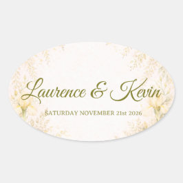 Adesivo Oval Elegant Botanical Wedding
