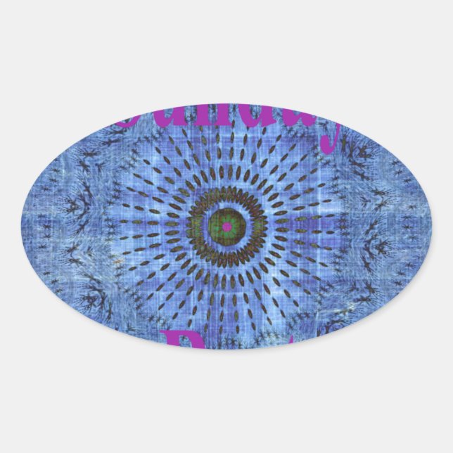 Adesivo Oval Elegante Blue denim motif vetor impressão (Frente)