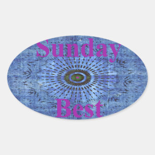 Adesivo Oval Elegante Blue denim motif vetor impressão