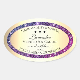 Adesivo Oval Elegante Dourado com Rótulos de Produto com Largur