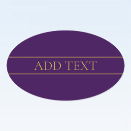 Adesivo Oval Elegante Texto Personalizável | Dourado e Roxo Esc