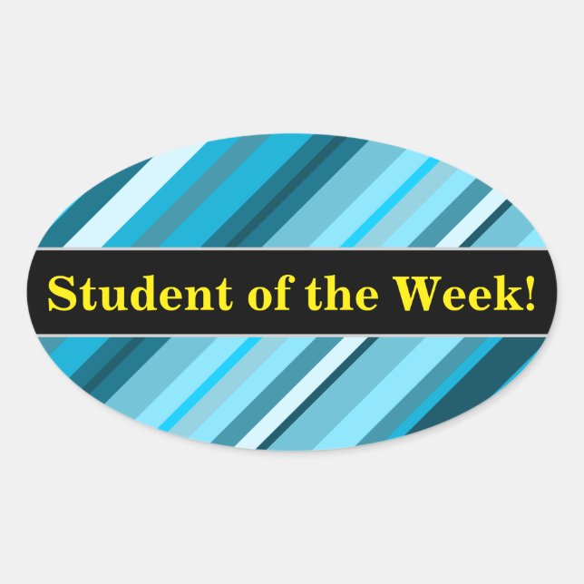 Adesivo Oval Elogios + Stripes Azul/Teal/Aqua Inspidas no Ocean (Frente)