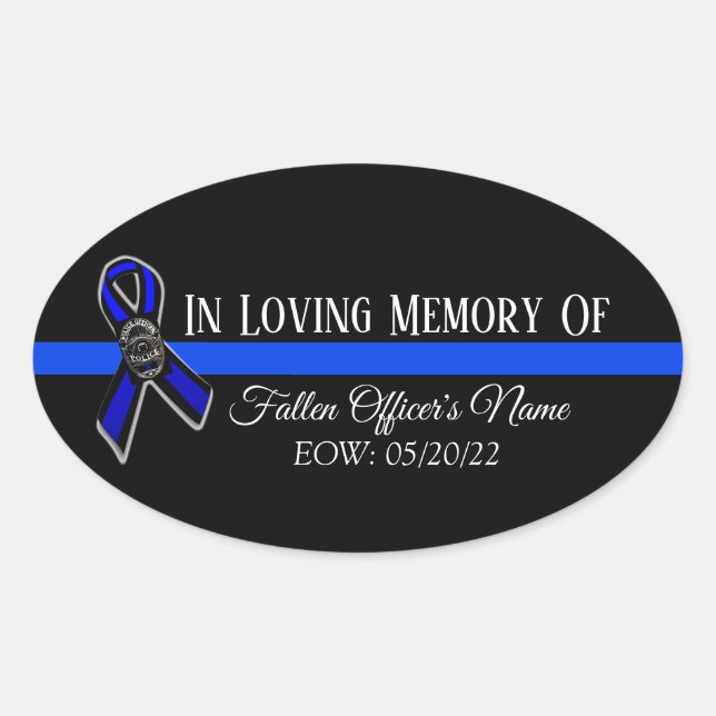 ADESIVO OVAL EM MEMÓRIA CARINHOSA DO APOIO AO OFICIAL CAÍDO POL (Frente)